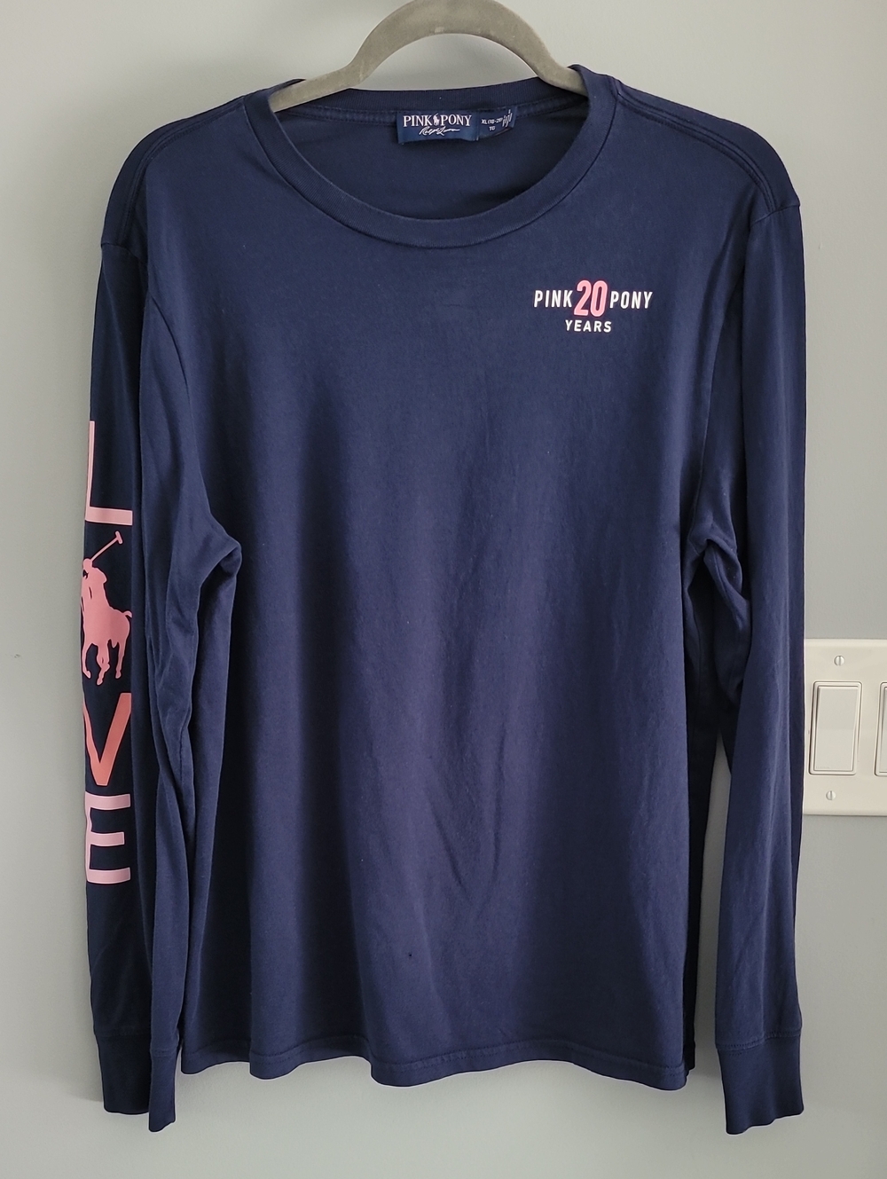 Ralph Lauren Pink Pony Navy Long-Sleeve Tee with Pink Logo